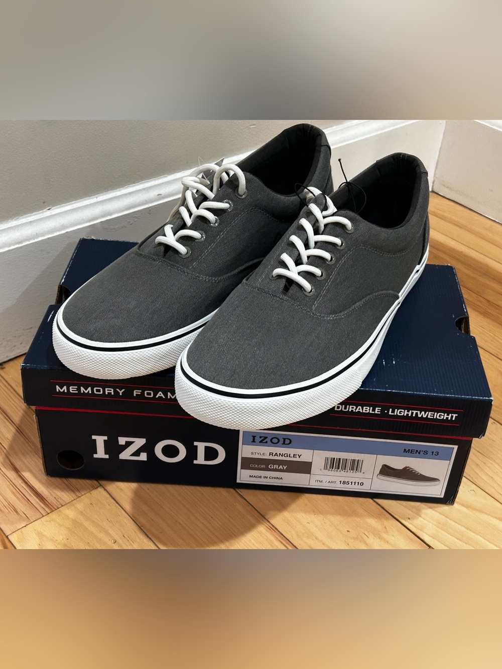 BRAND NEW IZOD Rangley Gray Memory Foam Casual Shoes - Men’s Size 13
